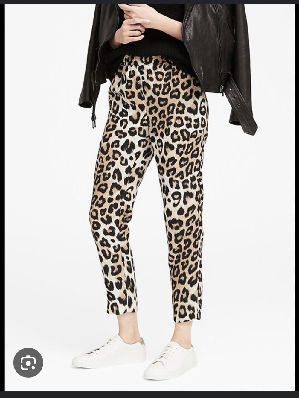 41. Banana Republic Hayden Pants - Leopard Print Ankle Pants - Beige/Black